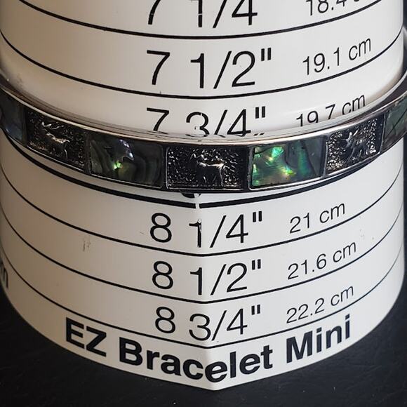 VTG Abalone Shell Inlay Bangle Bracelet Silver Tone with Ram Inserts Signed M - Picture 5 of 9